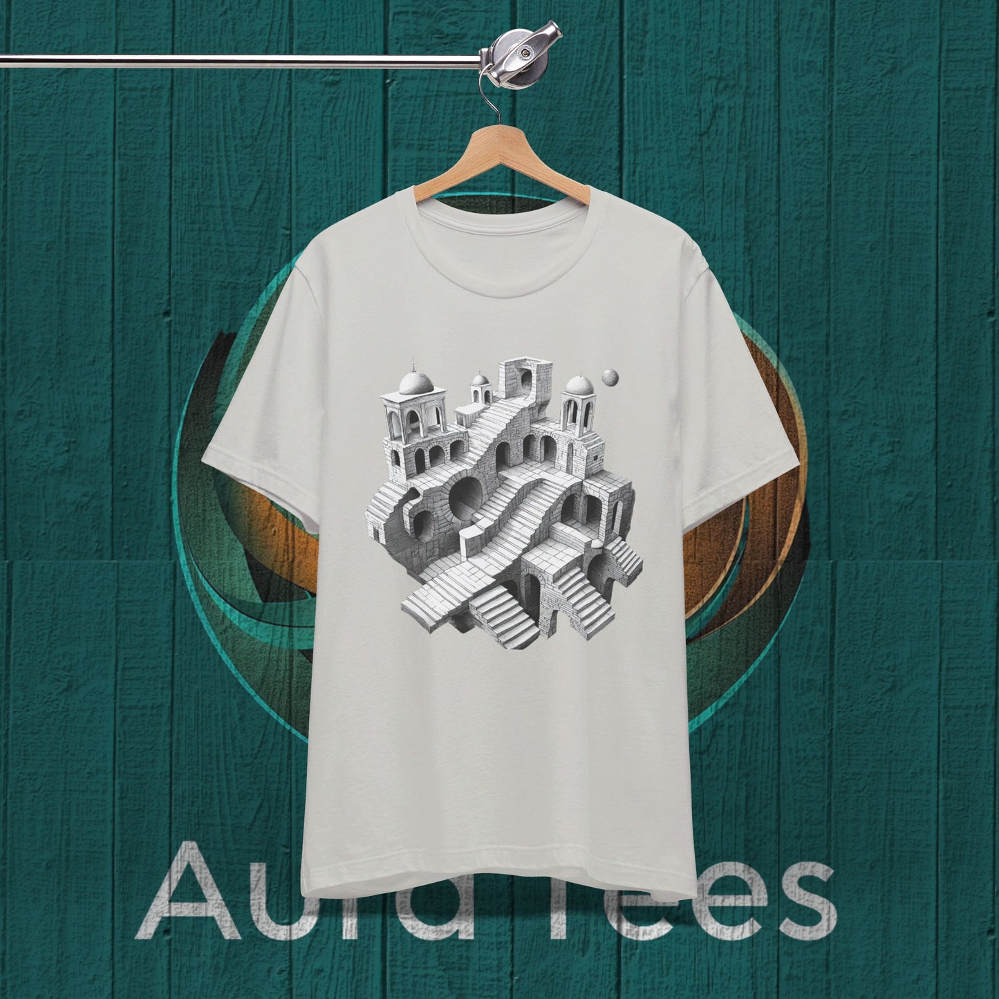 op art escher style tee