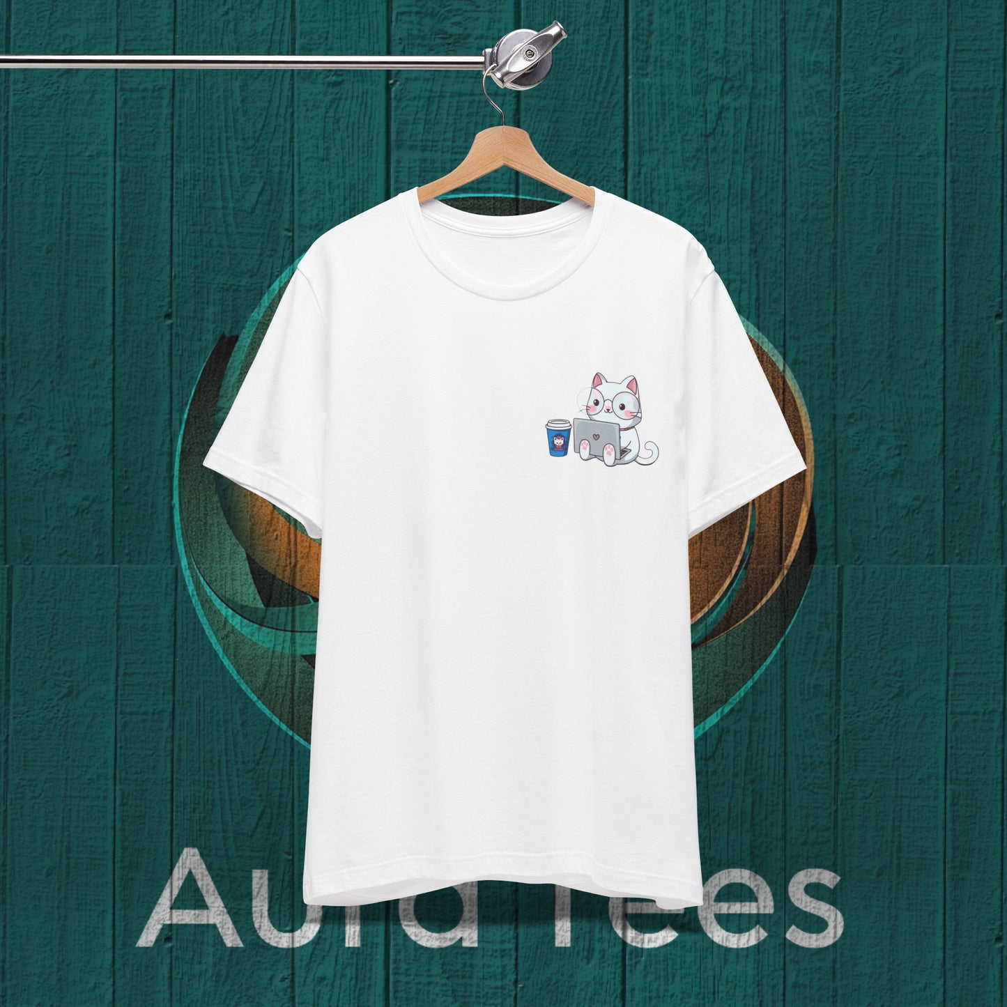 cat and laptop  tee