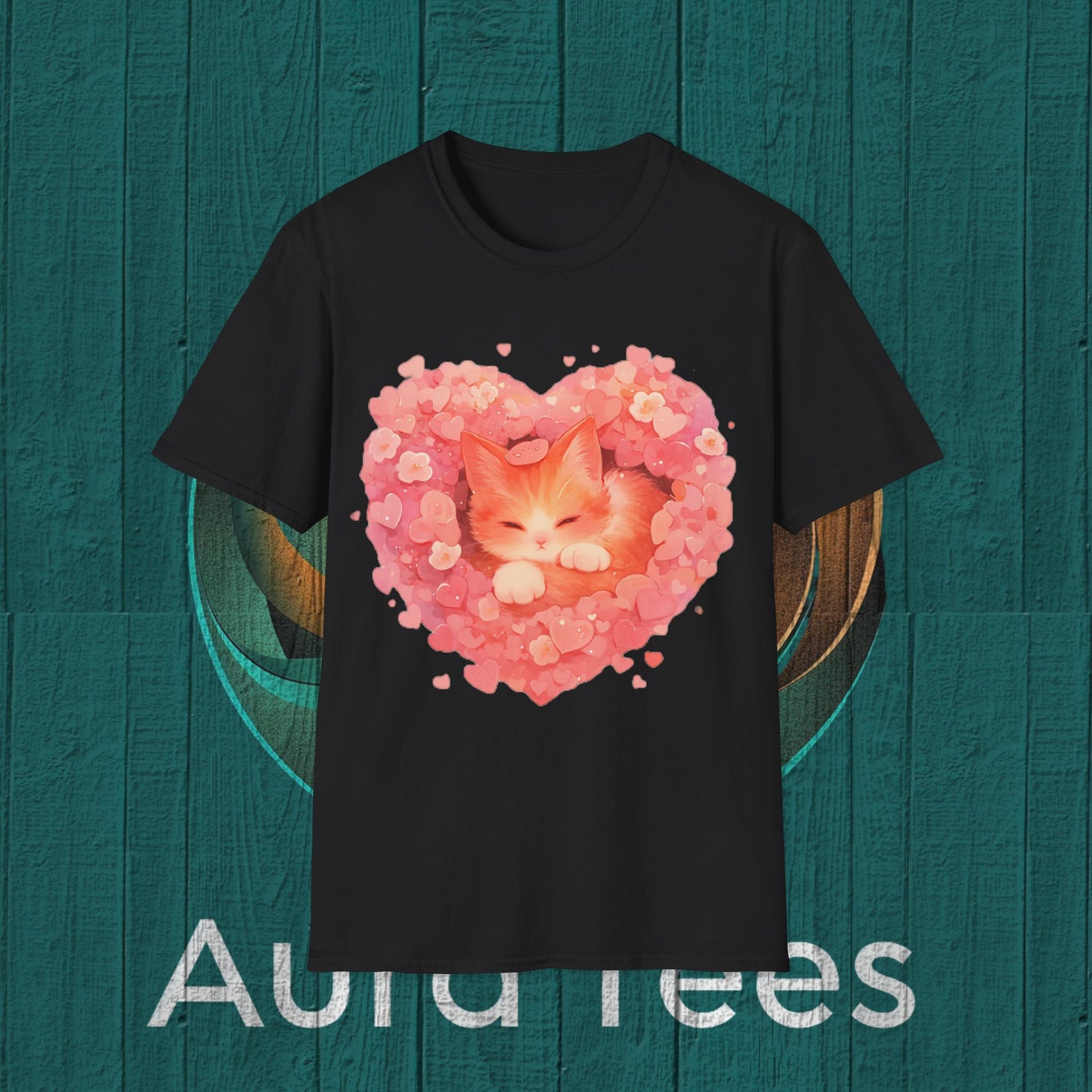 kawaii flower heart kitty tee