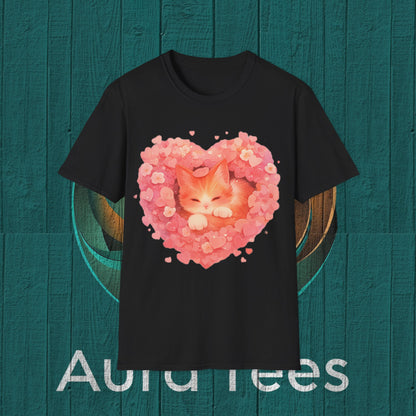 kawaii flower heart kitty tee