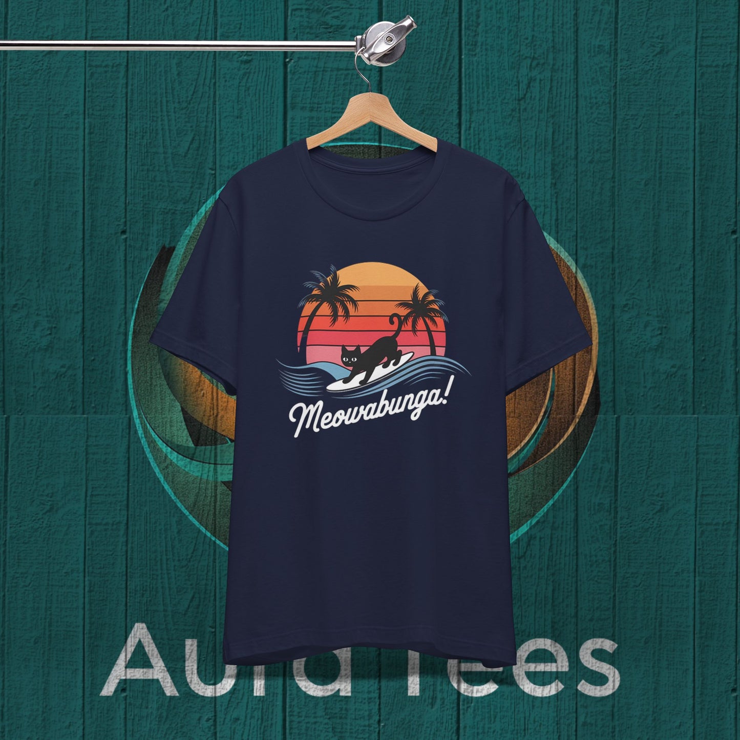 meowabunga Hawaiian cat tee