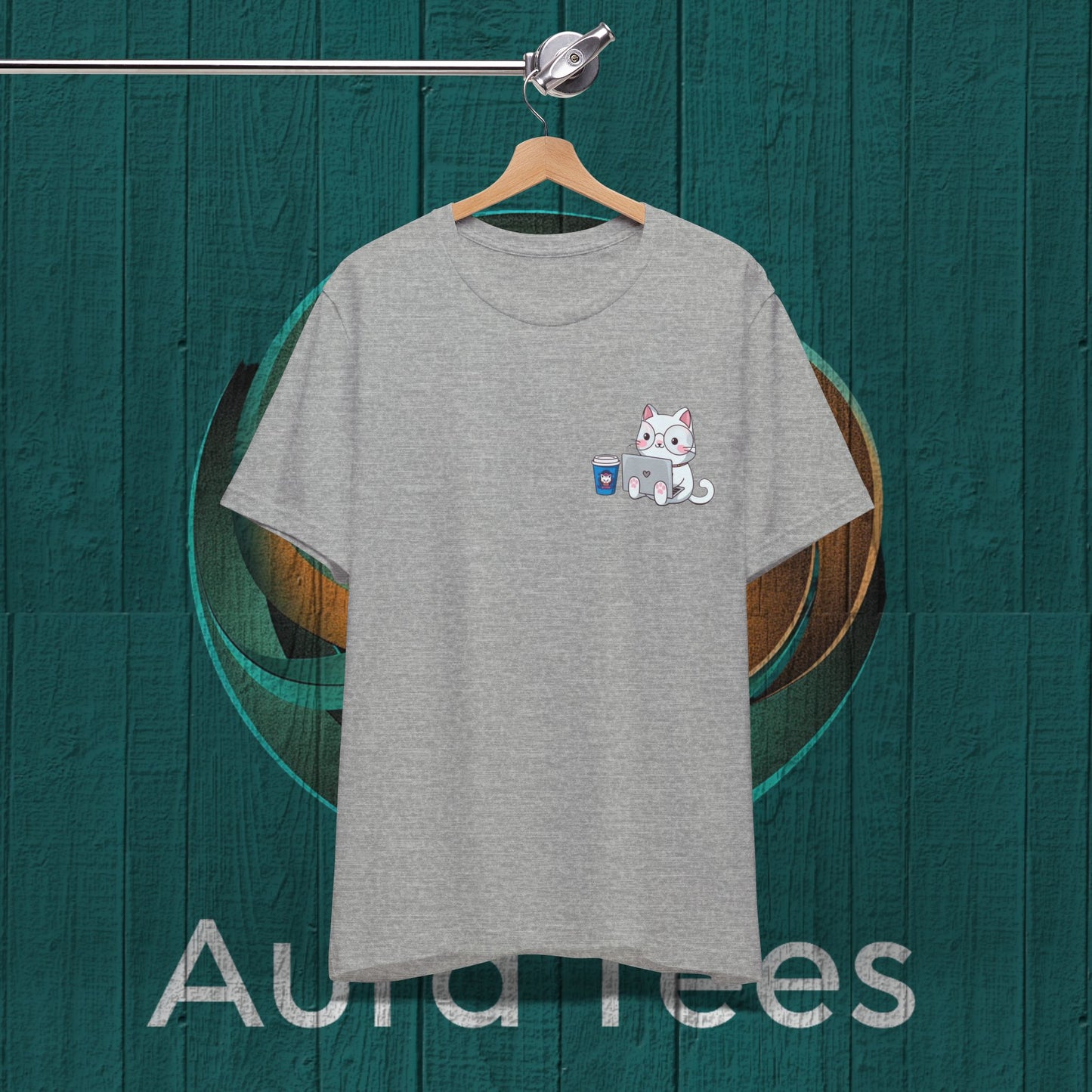 cat and laptop  tee