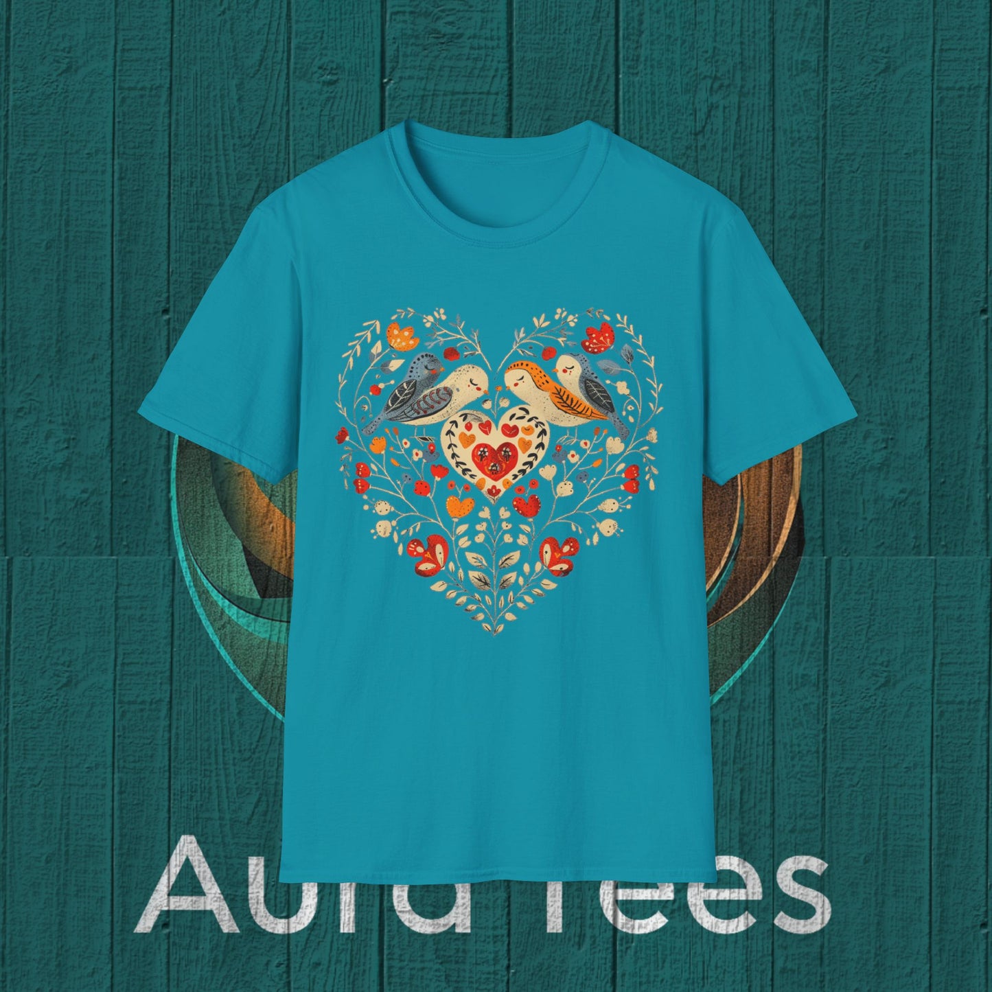 vintage bird heart tee