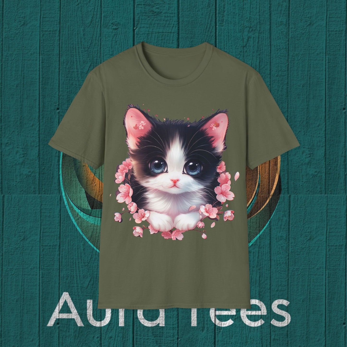 kawaii kitten flower burst tee