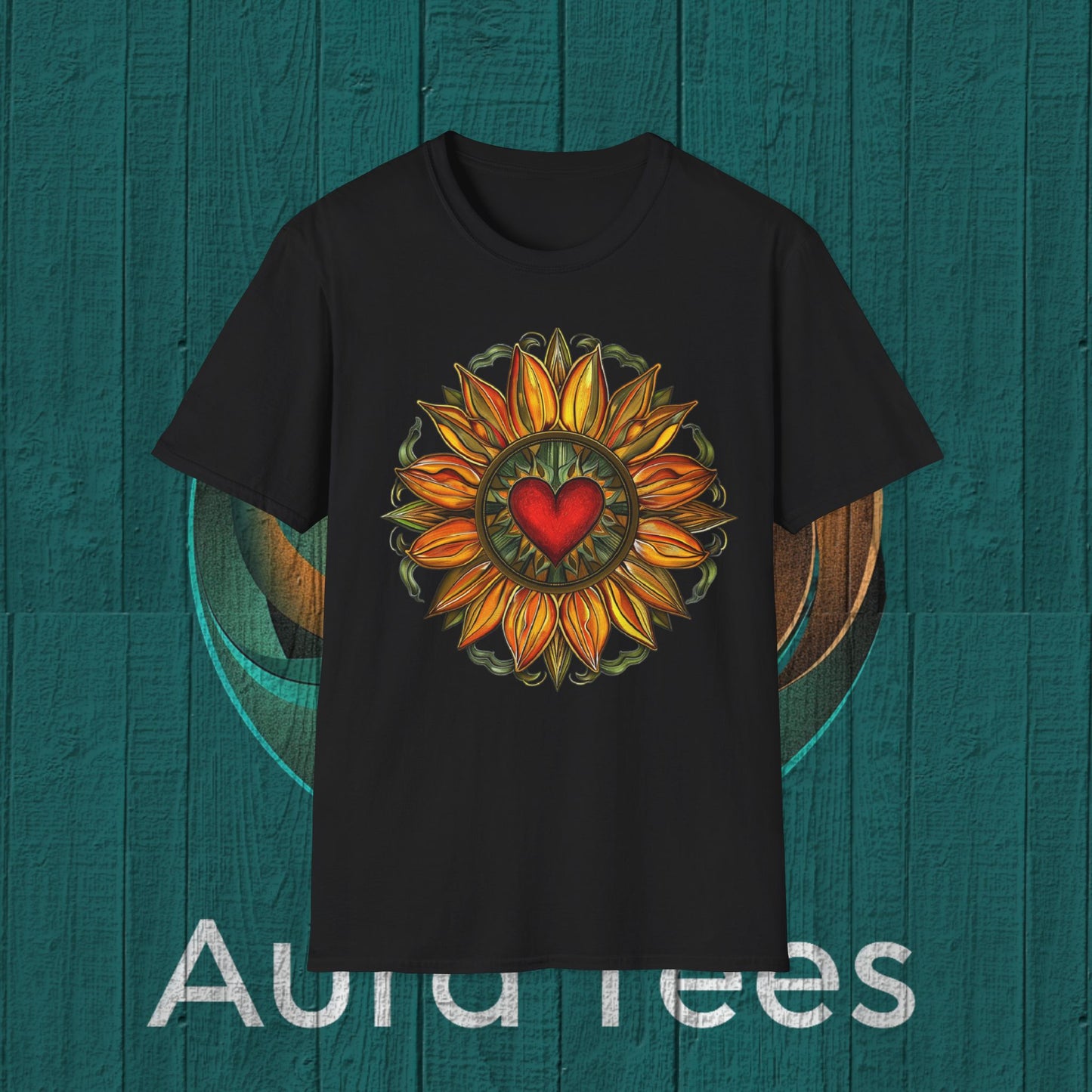 red heart sunflower tee