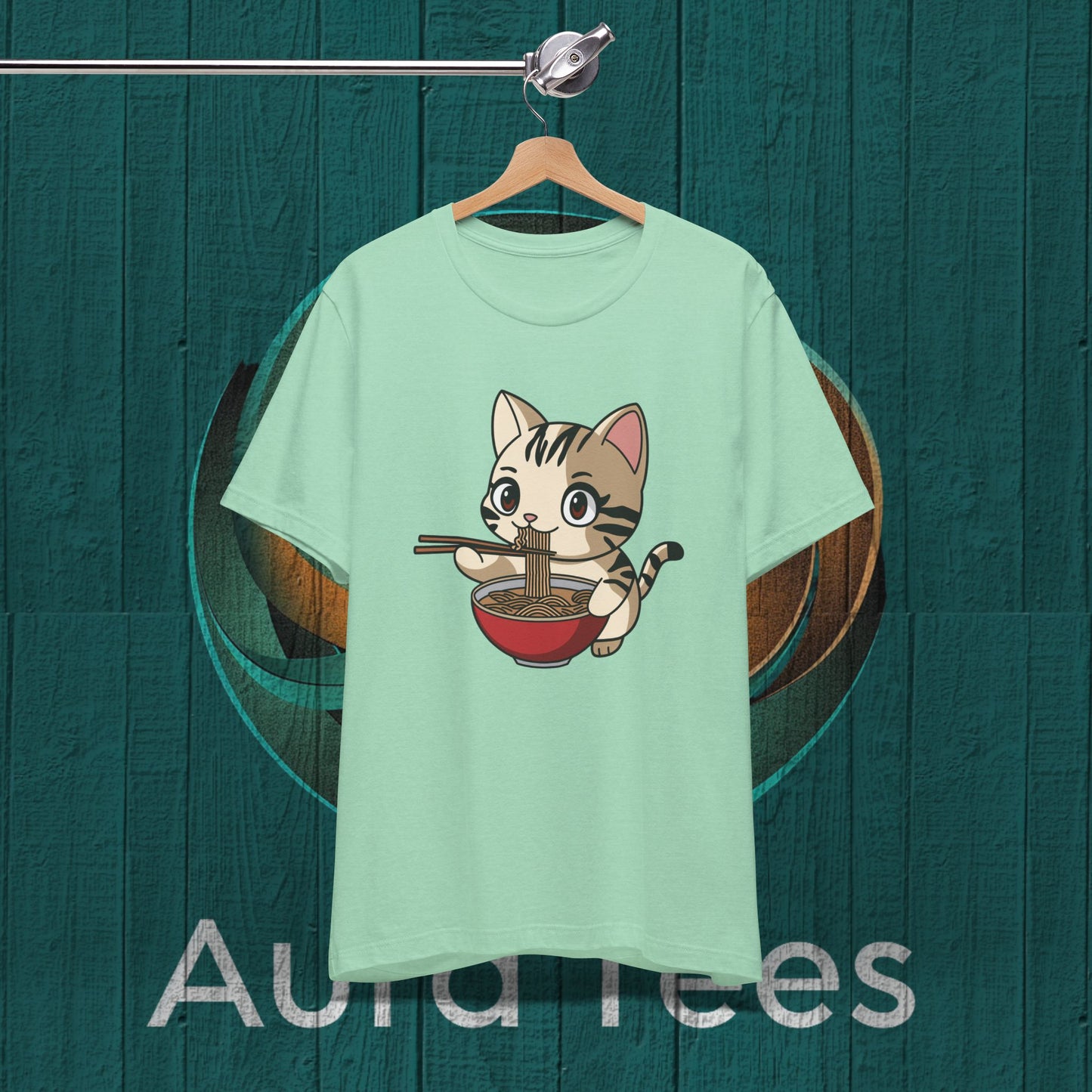 cat ramen chopsticks tee