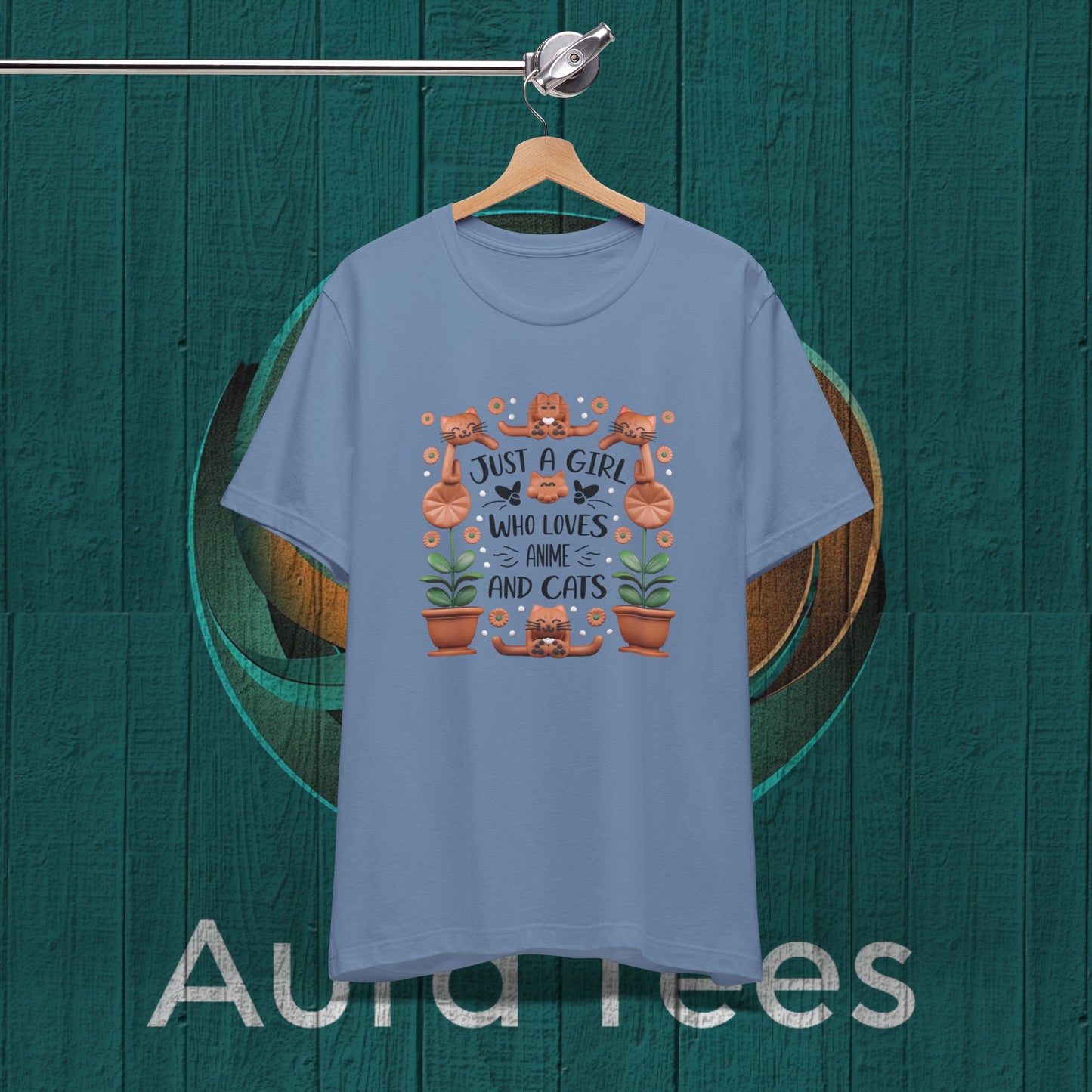 just a girl anime cats clay tee