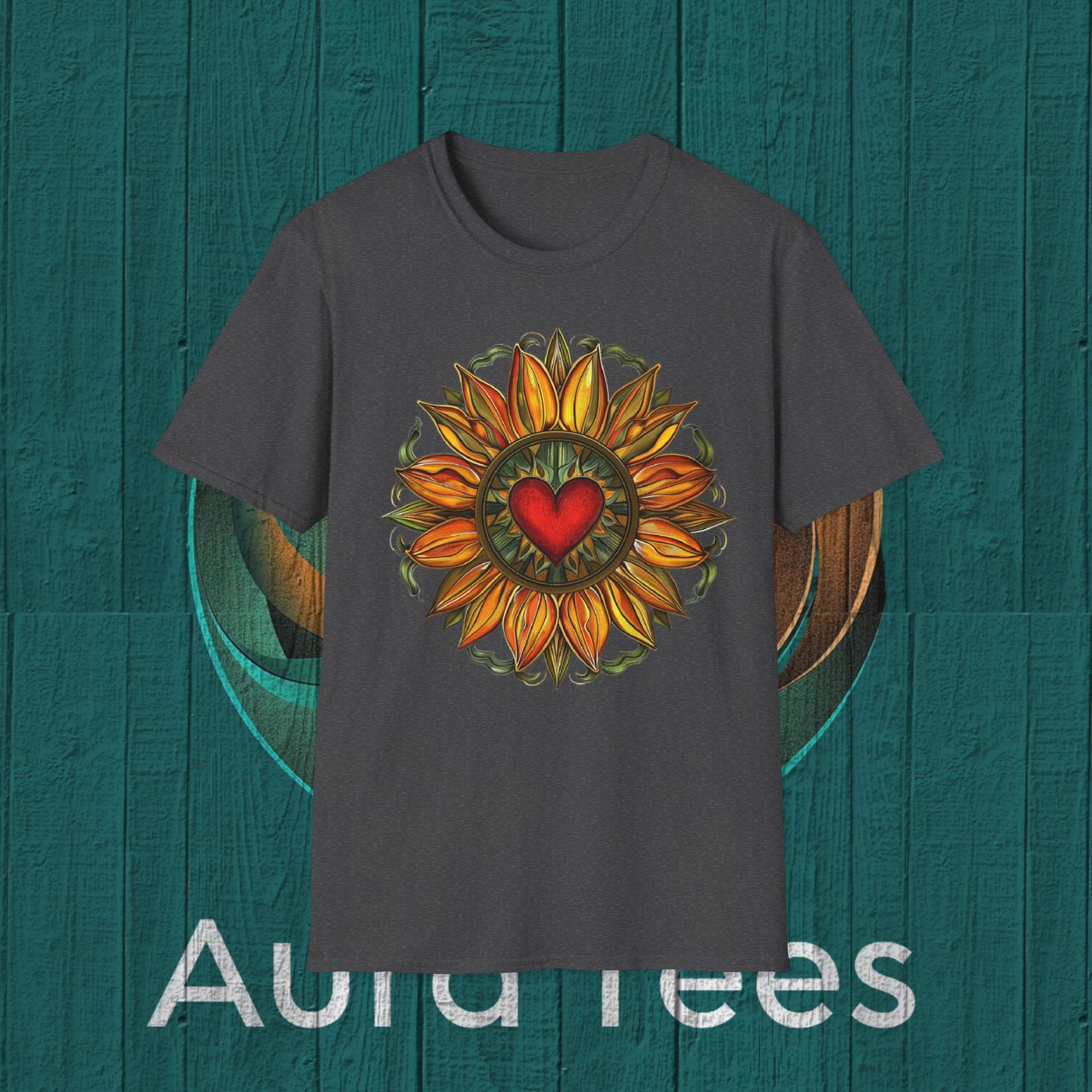 red heart sunflower tee