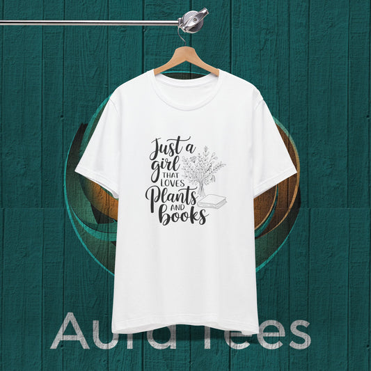 just a girl plants books tee