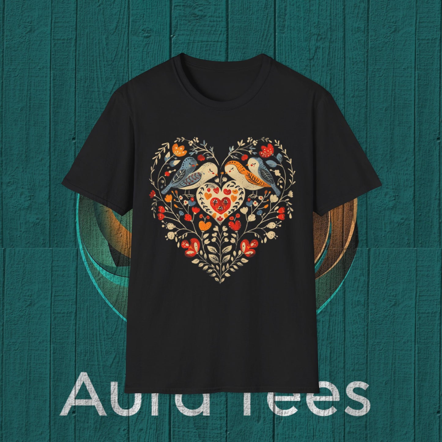 vintage bird heart tee