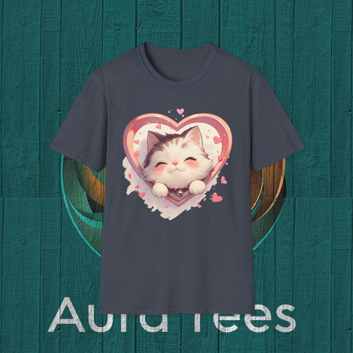 kawaii kitten heart tee