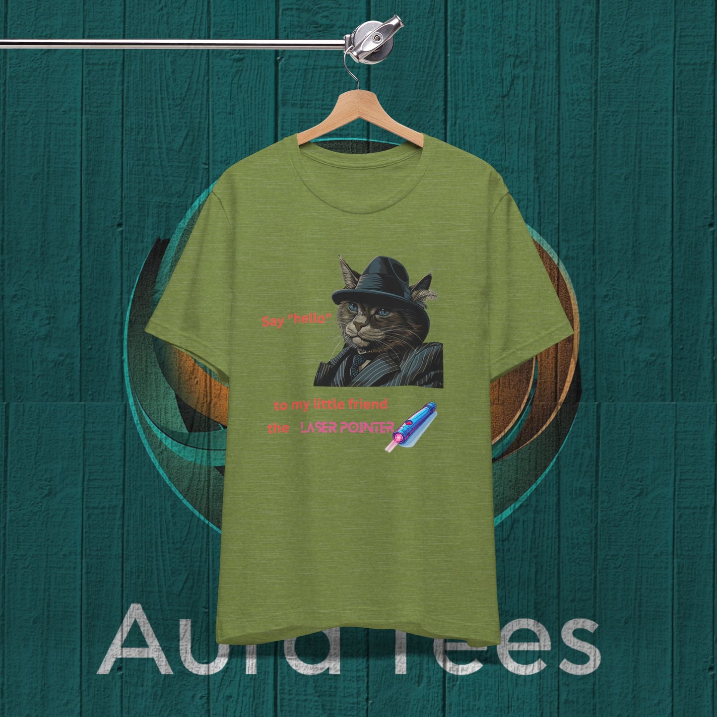 Laser pointer cat mafioso spoof tee