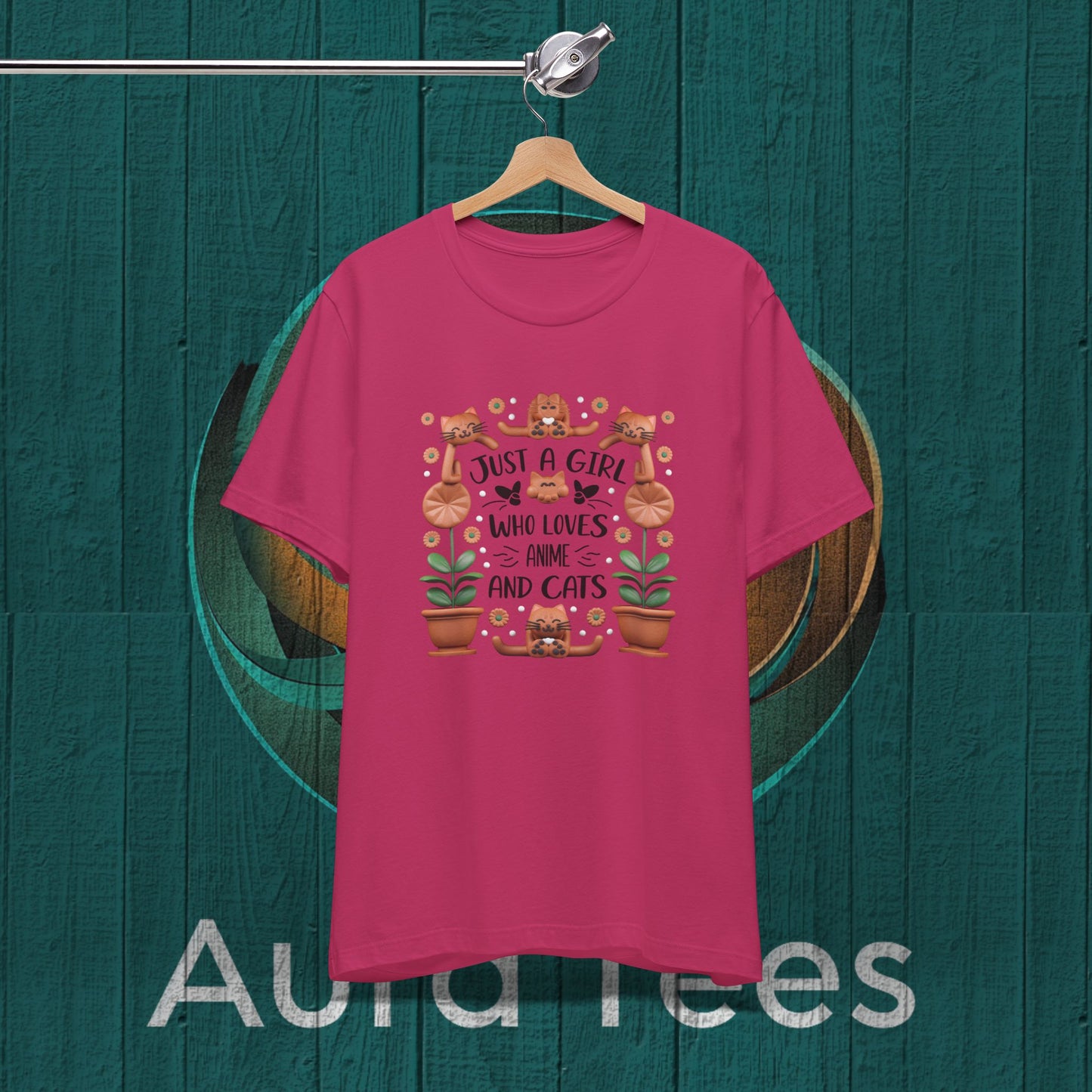 just a girl anime cats clay tee