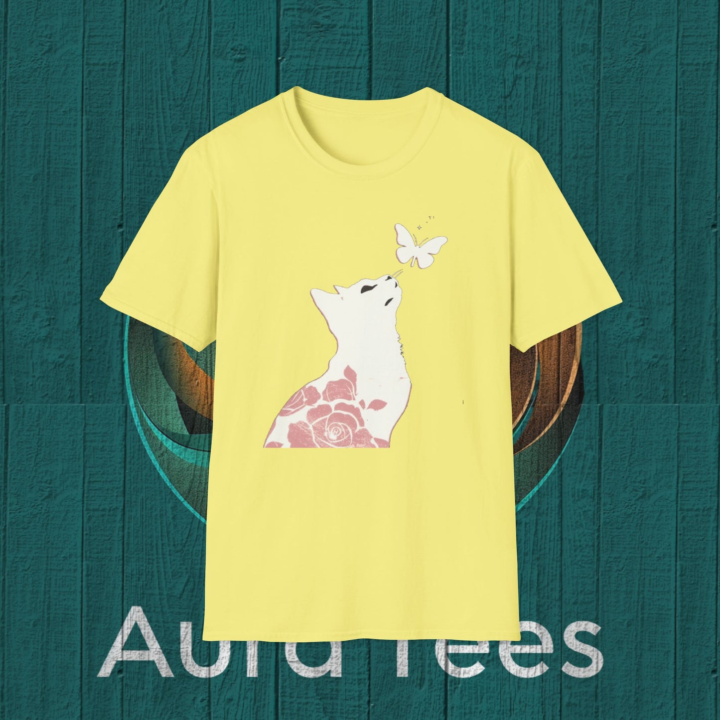 floral cat butterfly tee