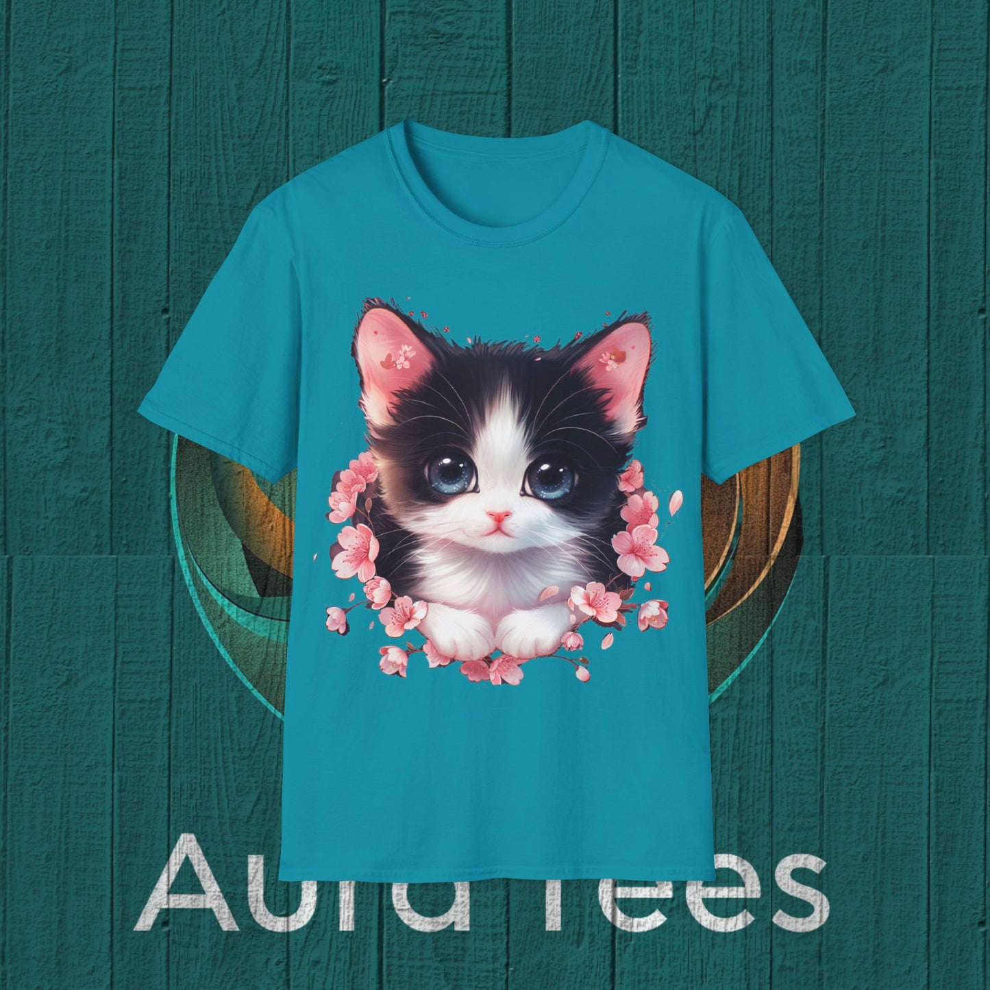 kawaii kitten flower burst tee