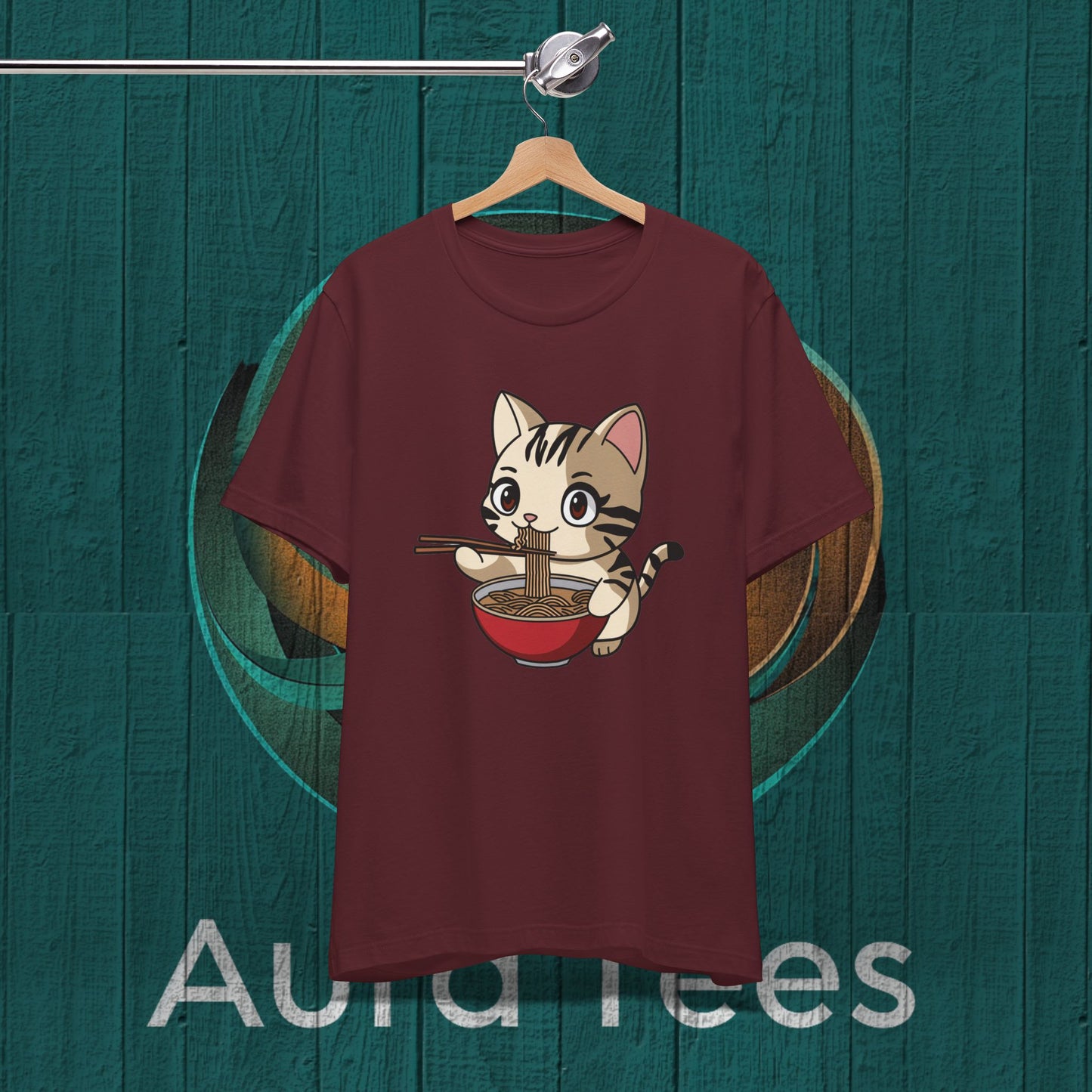 cat ramen chopsticks tee