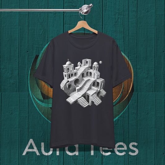 op art escher style tee