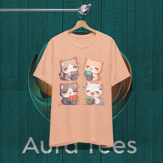 four chibi kitty tee