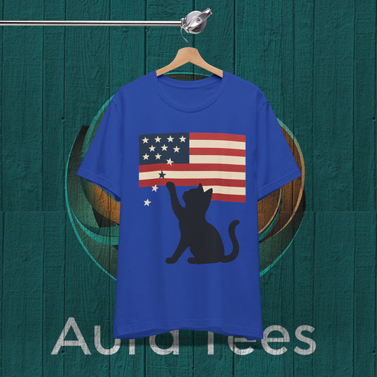 cat stars flag tee