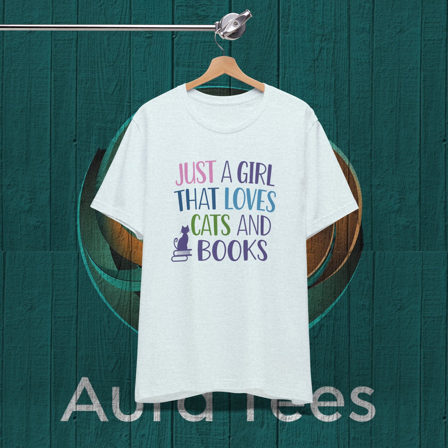 just a girl cats books tee