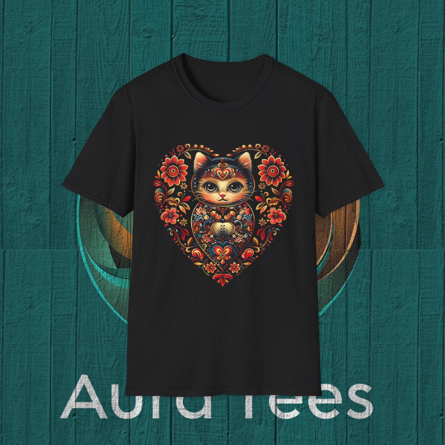 russian kitty nesting flower tee