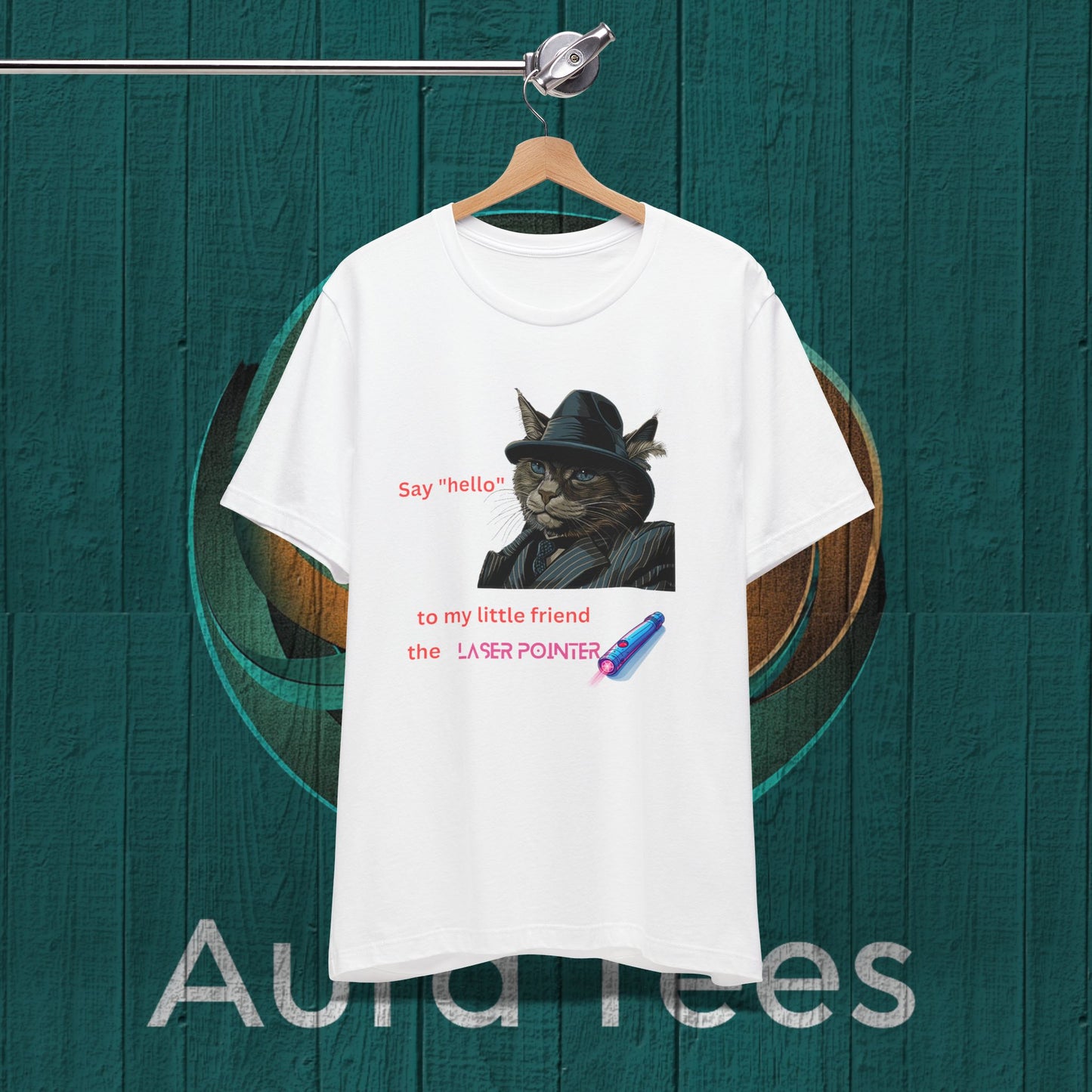 Laser pointer cat mafioso spoof tee