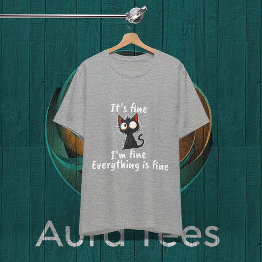 its fine I'm fine white font cat tee