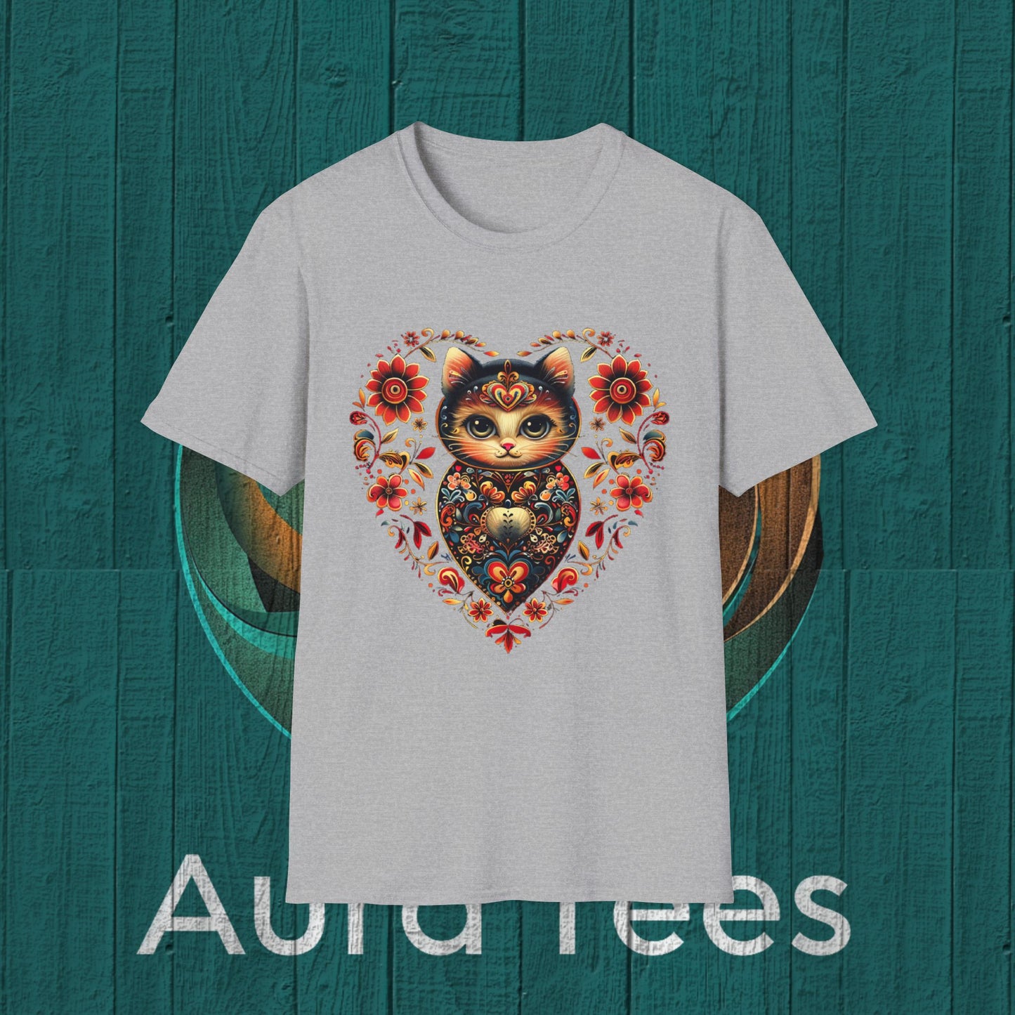 russian kitty nesting flower tee