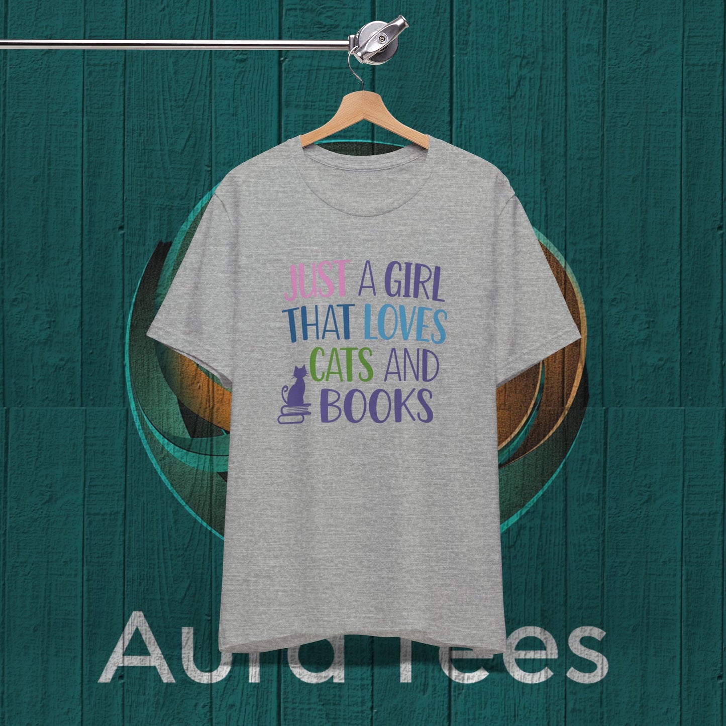 just a girl cats books tee