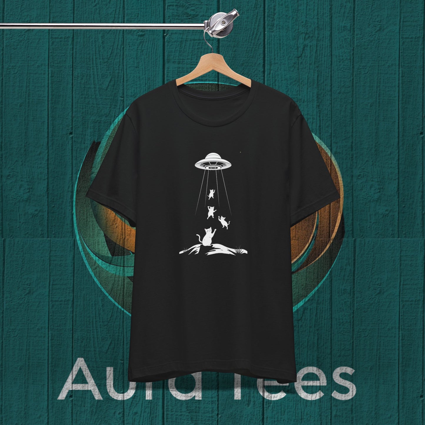 cat alien abduction tee
