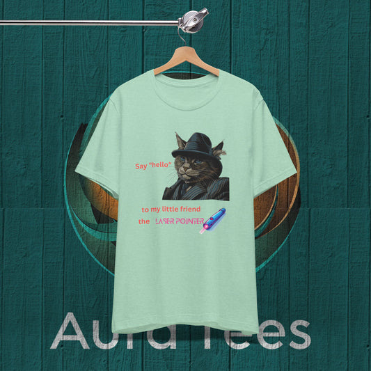 Laser pointer cat mafioso spoof tee