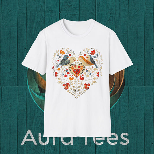 vintage bird heart tee