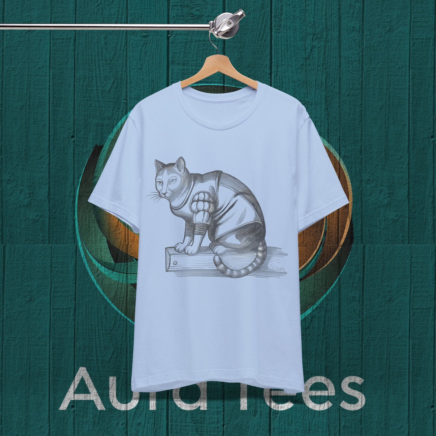 woodblock cut cat tee