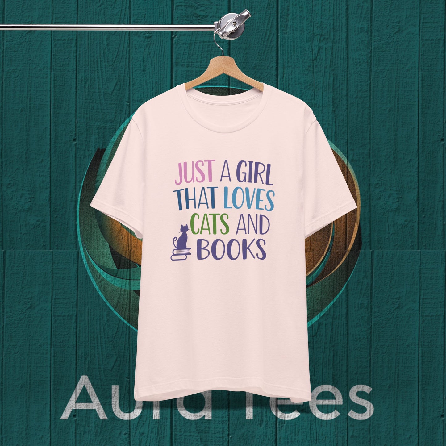 just a girl cats books tee
