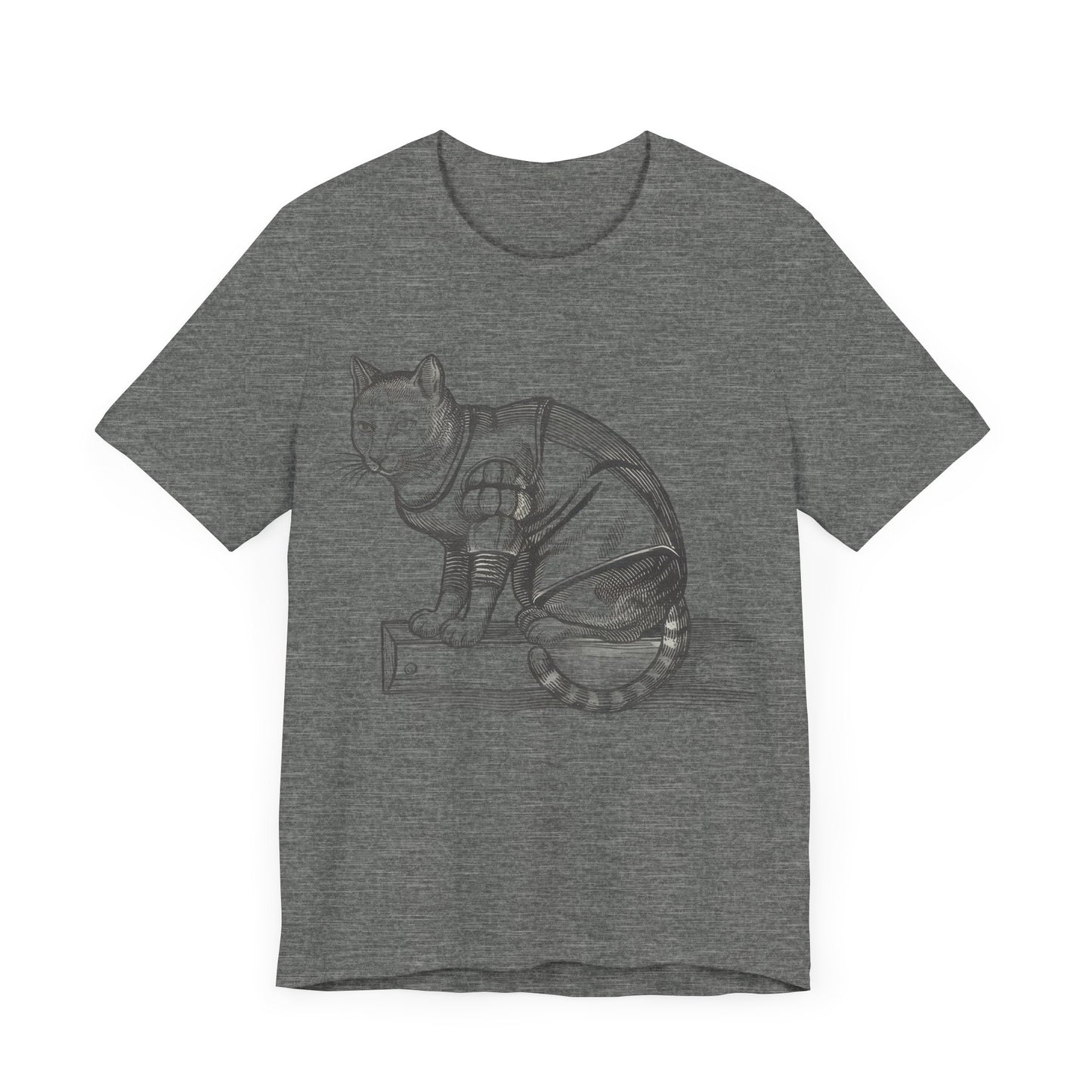 woodblock cut cat tee