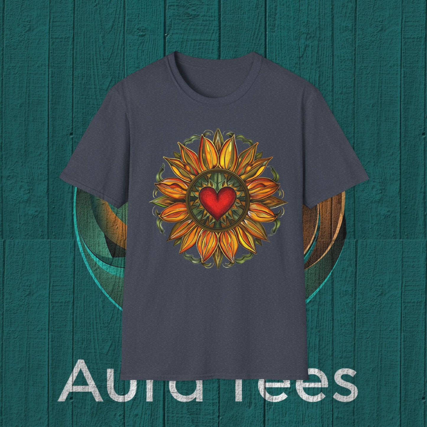 red heart sunflower tee