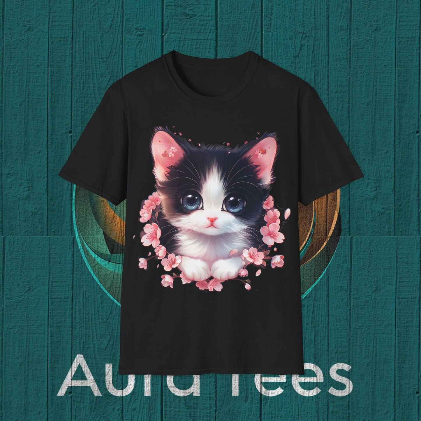 kawaii kitten flower burst tee