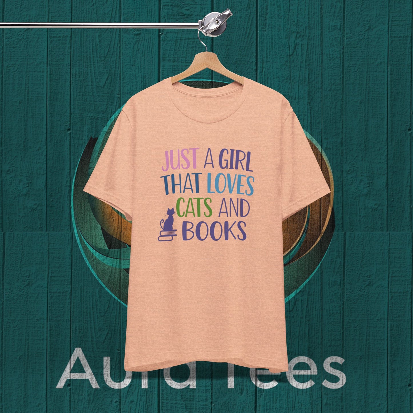 just a girl cats books tee