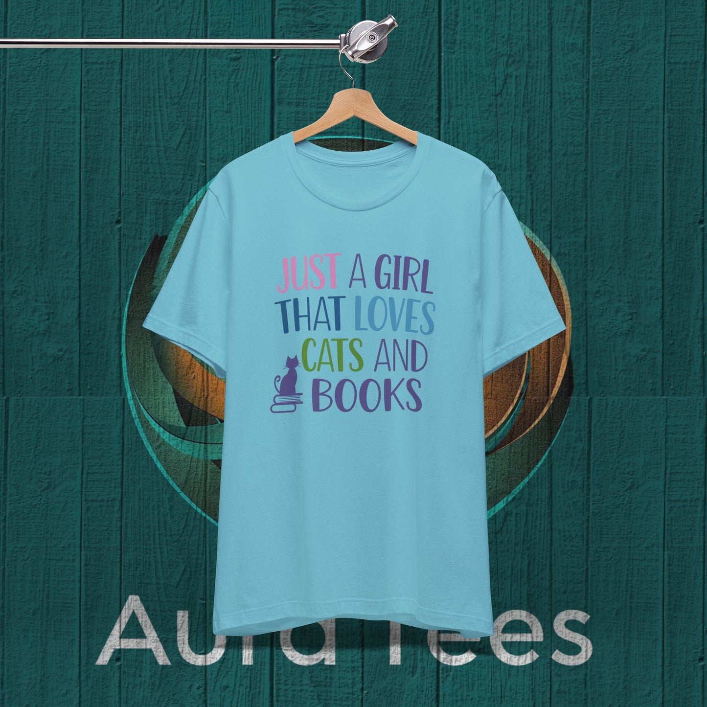 just a girl cats books tee