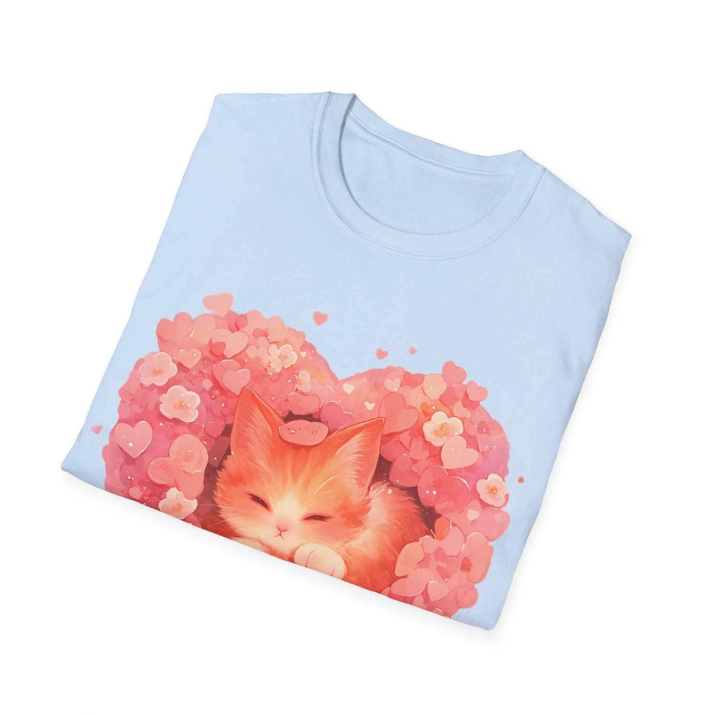 kawaii flower heart kitty tee