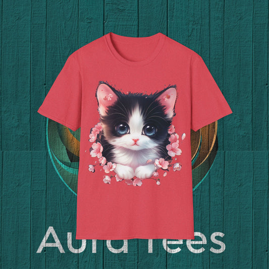 kawaii kitten flower burst tee