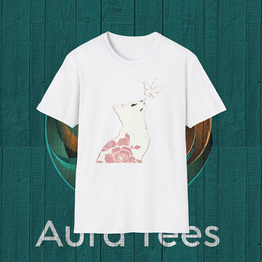 floral cat butterfly tee