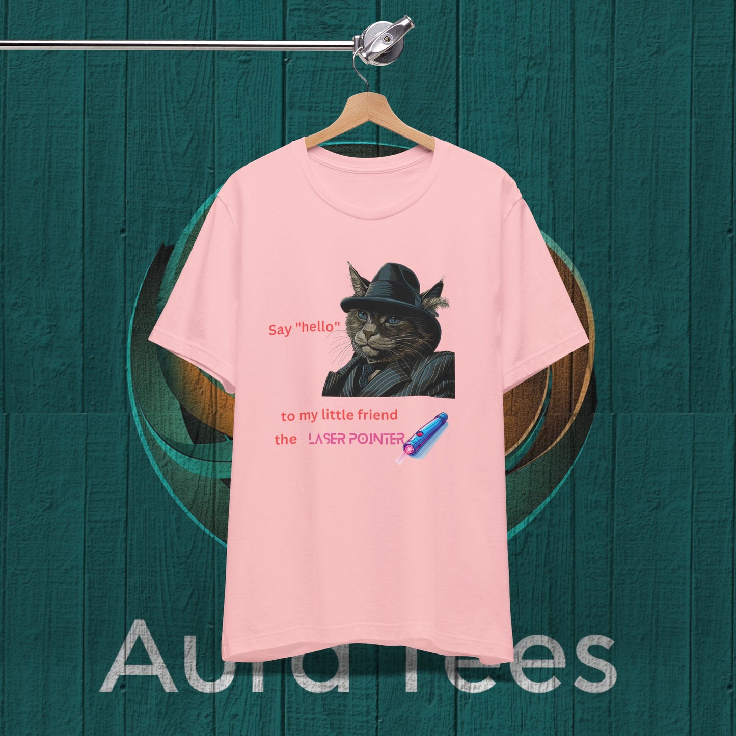 Laser pointer cat mafioso spoof tee