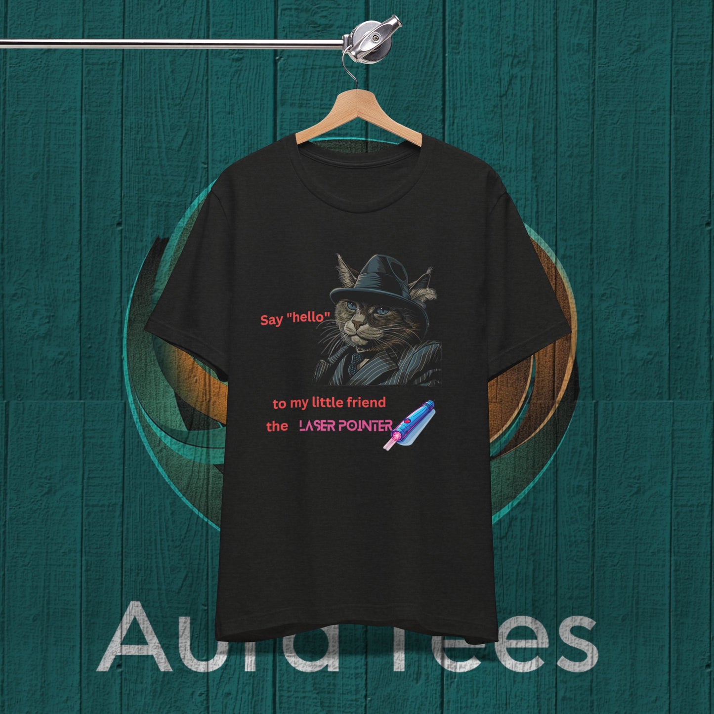 Laser pointer cat mafioso spoof tee