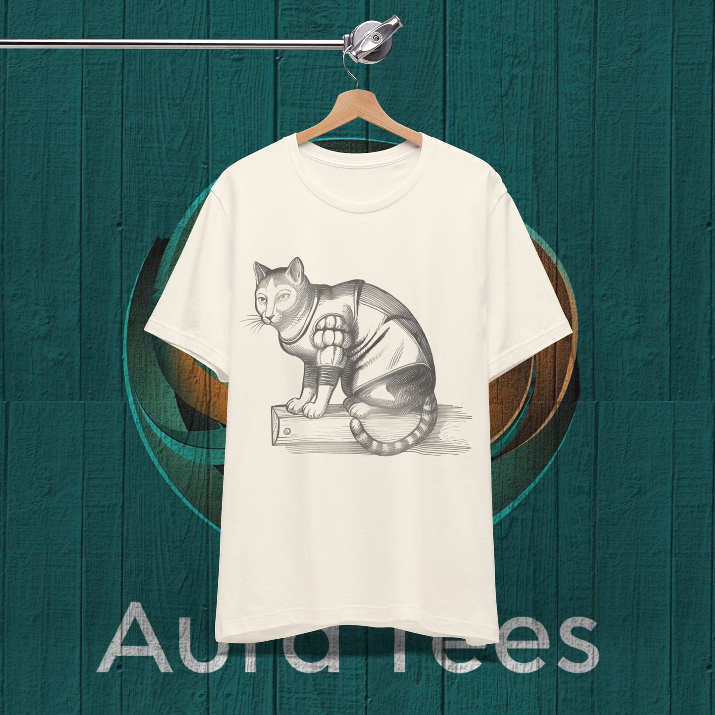 woodblock cut cat tee