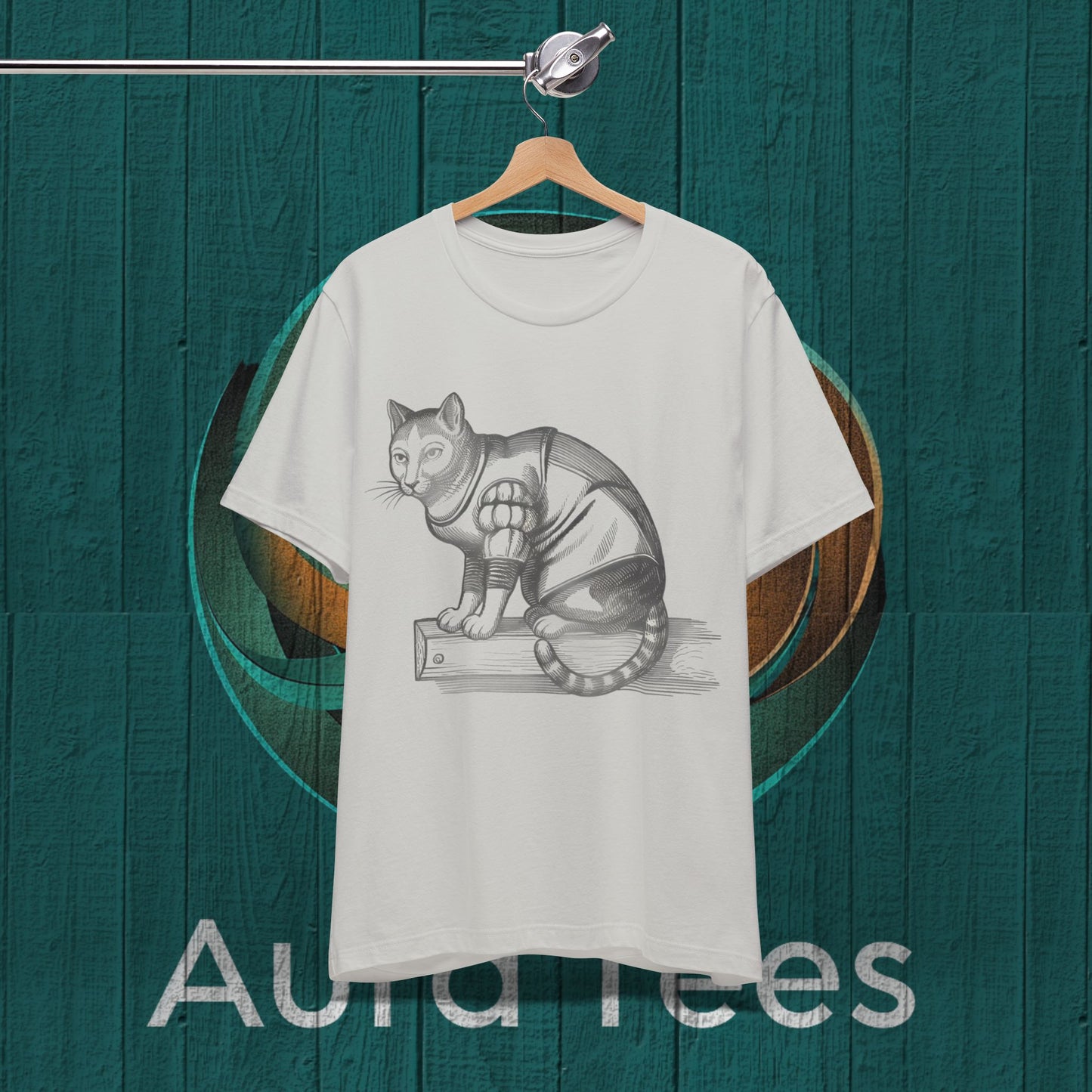 woodblock cut cat tee