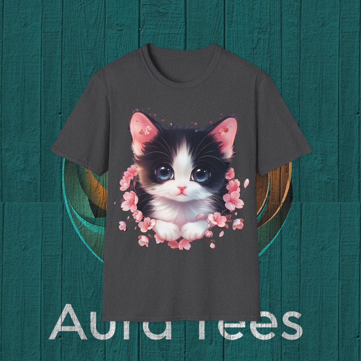 kawaii kitten flower burst tee