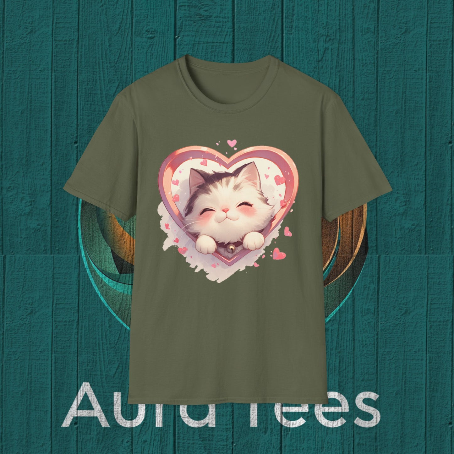 kawaii kitten heart tee