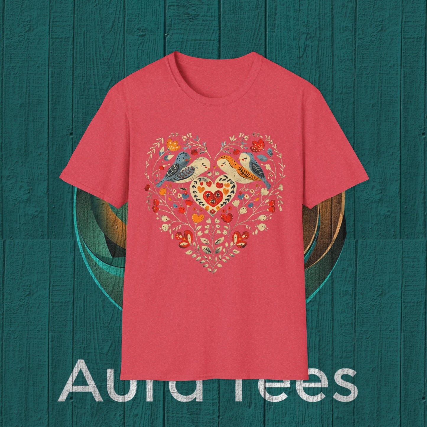 vintage bird heart tee