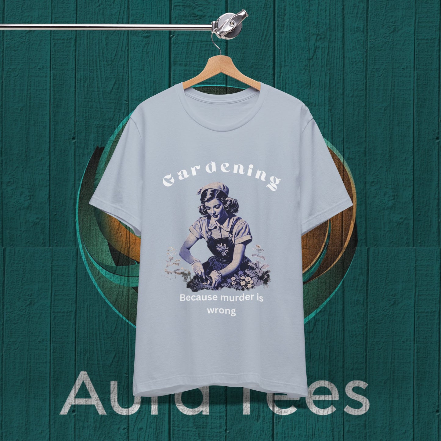 Vintage Gardening murder tee white text